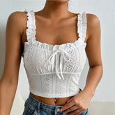 Luna Eyelet Ruffle Crop Top